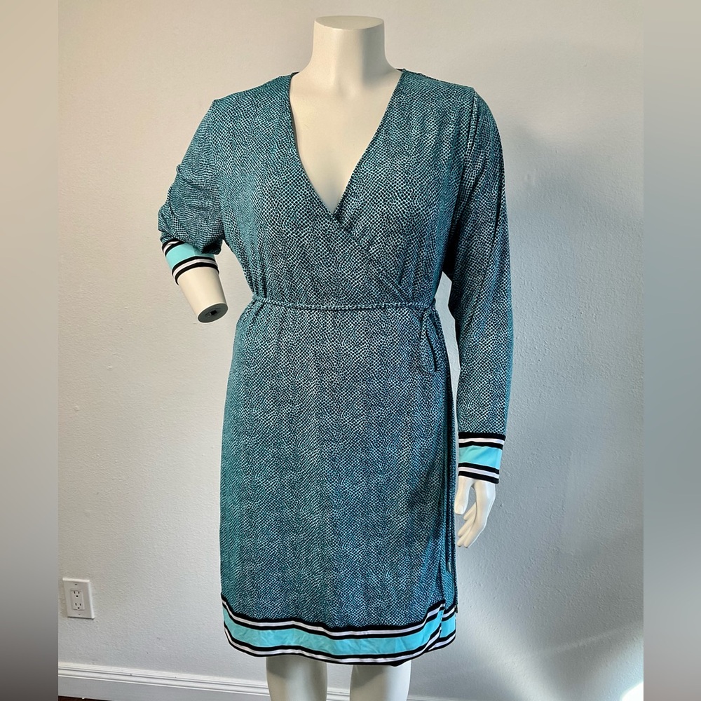 Michael Kors Blue Print Wrap Dress sz 1X